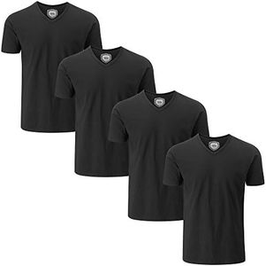 Charles Wilson 4 Pack Men's Comfort Stretch V-Neck T-Shirt (S, Black Type 61)