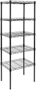 Mount-It! 5 Tier Metal Shelving Unit, Adjustable Wire Shelves, Steel Rack for Kitchen, Garage, Laundry Room, Storage Organizer, 16W x 11.25D in