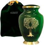 Trupoint Memorials Cremation Urns for Human Ashes - Decorative Urns, Urns for Human Ashes Female & Male, Urns for Ashes Adult Female, Funeral Urns - Green, Large