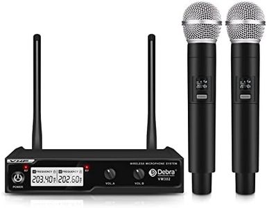 D Debra Audio VM302 VHF Wireless Microphone System with Dual Handheld Mic Have XLR Interface for Home Karaoke Wedding Conference Speech (VM302)