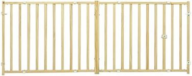 Midwest Home for Pets Extra-Wide Wooden Dog Gate, 24" High Pet Gate Expands from 50" - 94" inches, Natural Wood