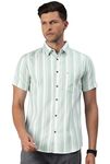 Majestic Man Classic Slim Fit Opaque Striped Half Sleeve Cotton Casual Shirt (XXX-Large, Sea Green)