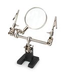 Stanz (TM) Helping Third Hand with Magnifier 2.5X Magnifying Glass Soldering Stand with Dual Adjustable Alligator Clips for Welding, Jewelry, Small Precision Projects Inspection, Heavy Weight Base