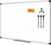 XBoard Magnetic Dry Erase Whiteboard with Lines 36 x 24 Inch, 3' x 2' Double Sided Hanging White Board Planner for Wall | Grid Lined White Board + Message Presentation Board