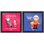 Indigifts Grandparents Granddad and Grand Mom Quote Printed Synthetic Wood Poster Frame (8x8 Inches) - Set of 2