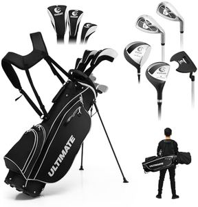 ULTIMATE Men's Golf Club Set, Complete Golf Club Package Set w/ #1 Driver,#3 Fairway Wood w/Headcover,#4 Hybrid,#6/#7/#8/#9 Irons, Pitching Wedge, Putter (Dark w/Bag)