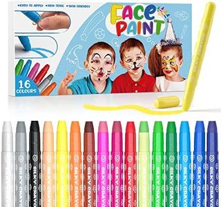 HENMI Pintura Cara Niños, 16Colores Maquillaje Para Carnaval, Pintacaras Infantil y Segura, Pintura Para Maquillaje Carnaval Niños/Navidad/Halloween Maquillaje/Fiesta de Cumpleaños Infantil