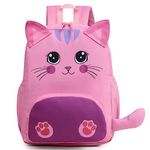 VASCHY Girls Backpacks, 11.5L Cute Toddler Backpack Water Resistant Children's Backpack for 2 to 5 Years Old Kids School Bag for Kindergarten Daycare with Chest Strap and Side Pockets(Cute Cat