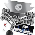 KP Grill Brush for Outdoor Grill–3 in 1 Safe Grill Cleaner Brush & Grill Scraper –No Bristles BBQ Brush w/Smart Grip Handle & Metal Hanger– BBQ Grill Brush Bristle Free Grill Accessories +3 eBooks