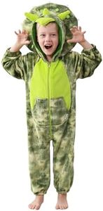 LOLANTA Kids Animal Onesie Hooded Romper Jumpsuit Dinosaur Costume Halloween Dress Up Costumes Birthday Gift (4-6 Years)