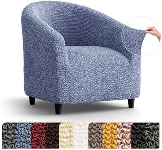 PAULATO BY GA.I.CO. Barrel Chair Slipcover - Armchair Cover - Tub Chair Slipcovers - Club Chairs Cover - 1-Piece Form Fit Stretch Stylish Furniture Protector - Microfibra Collection (Blue)
