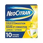 NeoCitran Extra Strength Cold and Congestion for Non-Drowsy Relief, Lemon, 10 Count