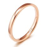 TIGRADE 2mm 4mm Rose Gold Titanium Plain Dome High Polished Wedding Band Ring Comfort Fit Size 3.5-12.5 (2mm, 6)