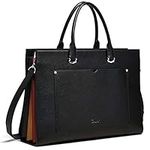 CLUCI Briefcase for Women Oil Wax Leather Slim 15.6 Inch Vintage Large Laptop Business Shoulder Bag