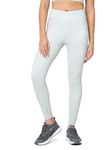 CULTSPORT AbsoluteFit Foliage Print Yoga Tights | Anti-Chafing | Workout Leggings for Women| 4-Way Stretch | Squat-Proof | Active Wear for Women | Sports Leggings | Gym Wear (CS601494L_Grey_L)