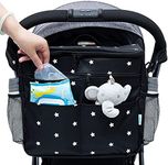 Orzbow XL Universal Stroller Organizer, Waterproof Large Baby Diaper Bag, Stroller Caddy Organizer with Cup Holder & Shoulder Strap, 4 Ways to Carry-Backpack,Shoulder,Messenger & Mom Handbag (Black)