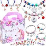 Girls Charm Bracelet Making Kit: Unicorn Toys for Girls Gifts 8-12 Years Old, Birthday Gifts 6 7 8 9 10 Year Old Girl Gift Ideas, Inspires Creativity Art and Crafts for Kids Age 6-8 Jewelry Making Set