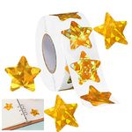 Sparkling Gold Star Stickers - 500 Self-Adhesive Stars for Rewards, Crafts, and Classroom Use