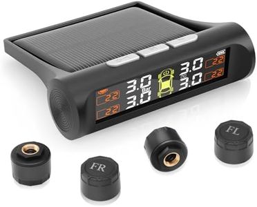 Avutrel TPMS Reifendruck-Überwachung mit Solar/USB, Fahrzeug & Temperaturalarm, Auto EIN/Aus für Wohnmobile, SUV, Limousinen, MPV, 4 Externe Sensoren (3.5bar)