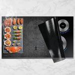 KitchenRaku Large Induction Hob Protector Mat 61x53cm,Translucent Induction Hob Cover - (Magnetic) Cooktop Scratch Protector - for Induction Stove,Multifunctional Silicone Mats