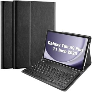 ProCase Keyboard Case for Galaxy Tab A9 Plus 11 Inch 2023 (Model: SM-X210/X215/X216/X218), PU Leather Case with Magnetic Detachable Wireless Keyboard for Galaxy Tablet A9+ 11"- Black