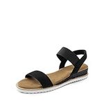 DREAM PAIRS Womens Open Toe Espadrilles Dressy Ankle Straps Wedges Sandals SDPW2310W Black Suede Size 8.5