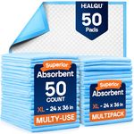 Disposable Underpads - 24x36 Pack of 50 - Absorbent Incontinence Bed Pads for Adults, Kids, Elderly, and Pets - Fluid and Urine Bed Protection - Large, Thick, Fluff and Polymer Chux