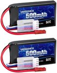 URGENEX 11.1V 500mAh Lipo Battery 3S 50C High Discharge Rate RC Battery Pack with JST Plug Rechargeable Lipos for RC Airplane Racing Drone Helicopter Quadcopter Micro FPV RC Car Truck Boat (2 Packs)