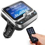 ToHayie Bluetooth FM Transmitter for Car, Transmitter Bluetooth Car Wireless Radio Adapter Hands-Free Car Kit with 1.8 inch Display, Dual USB Car Charger, AUX Input/Output, TF Card Mp3 Player, Silver