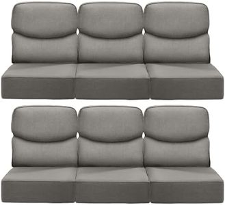 ACTREST Luxury 24x24x6 Inch Smile Patio Cushions for Outdoor Furniture Set of 6 - Thick Back & Deep Seat Outside Replacement Chair Pillows for Rattan Metal Glider Loveseat Sectional Sofa - Grey