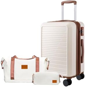 OUZZO PC Luggage Set 3 Piece,Travel Carry-on Luggage,TSA Approved Lock,Rolling Expandable Carry On Luggage For Plane, 22x14x9 Airline Approved,Hardshell Luggage,20-Inch Suitcases with Wheels,White