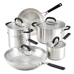 KitchenAid Stainless Steel Cookware/Pots and Pans Set, 10 Piece, Brushed Stainless Steel