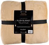 Royal Comfort Blanket Plush Throw 100% Polyester 220 x 240cm 180GSM Super Soft Warm Instant Home Refresh (One Size, Camel)