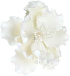 O'Creme Peony Gumpaste Flower 4-5 Inch, Set of 3 White - Edible Flowers for Cake Decorating - Sugar Paste Flower Decorations for Cakes, Cupcake Toppers - Birthday Party, Wedding, Valentines Day