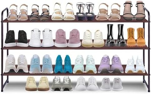 AOODA 3-Tier Long Shoe Rack for Closet Stackable Wide Shoe Shelf Organizer and Storage for Floor, Entryway (Bronze)