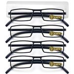 LUFF 4 Pcs of Reading Glasses Flexible Temples, Anti-Blue Light and Ultra-Light Reading Glasses for Unisex(2.0X)