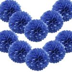 10 Pack Tissue Paper Pompoms Pom Poms Flower Handmade Wedding Party Decorations Balls | Royal Blue, 8"(20cm) |