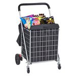 VEVOR Folding Shopping Cart, 200 lbs Max Load Capacity, Grocery Utility Cart with Rolling Swivel Wheels and Bag, Heavy Duty Foldable Laundry Basket Trolley Compact Lightweight Collapsible, Silver