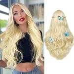 WIGER Blonde Wig Long Curly Wavy Wigs Long Blonde Wigs Body Wave Wig Middle Part Synthetic Wigs for White Women for Halloween/Christmas/Cosplay/Party