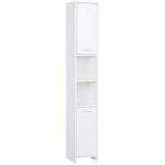 HOMCOM Bathroom Floor Storage Cabinet Slim Tallboy w/Door Cupboard & Shelves For Living Room, Bedroom, Hallway White