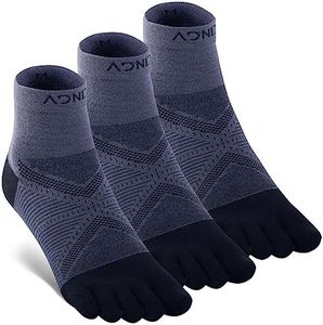 AONIJIE Toe Socks for Men and Women High Performance Athletic Running Five Finger Socks, Mini-Crew, E4825# 3 Pairs/Black Grey, Large