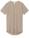 Men's Short Sleeve Hipster Drop Cut Curved Hem Long Scallop T-Shirts, Ivory, 3XL