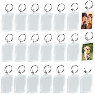 UPSTORE 50Pcs Clear Acrylic Photo Keyrings Picture Keychain Rectangle Blank Picture Frame Keyring Insert Personalized Keychain