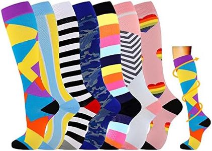 7 Pairs Compression Socks for Women & Men 15-20 mmHg is Best Athletic & Medical for Running Flight Travel Nurses (as1, alpha, l, x_l, regular, regular, Mix -15, L/XL)