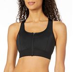 Amoena Women's Zip Front Medium Support Pocketed Sport Bra, Black, Large