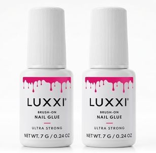 LUXXI Brush On Nail Glue for Press On Nails - Precision Applicator, Quick Air Dry Adhesive for Nail Tips, Artificial & Acrylic, Long Wear Hold, No Uv Lamp Needed | Pink Gel - 0.24 Fl Oz, 2 Pack