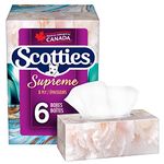 Scotties Supreme 3 Ply Soft & Strong Facial Tissue, Hypoallergenic and Dermatologist Tested, 6 Boxes, 81 Tissues per Box