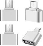 iJiZuo OTG Micro to USB Adapter (4 Pack), Mini Micro USB Male to USB 2.0 Female OTG Adapter Converter, for Tablet Smartphone Other USB and Micro Devices - Silver