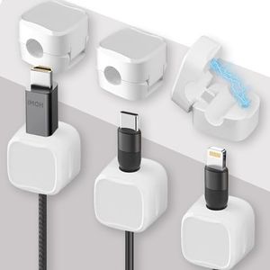 Clip per Cavi, 6 Pezzi Ferma Cavi Adesivi, Fermacavi Scrivania, Magnetico Fermacavo, Cable Organizer Adatto per Cavi di Alimentazione Cavi Dati Cavi Mouse Cavi Accessori(Bianco)
