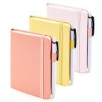 feela Pocket Notebook Journals, Mini Cute Small Hardcover College Ruled Notepad Office School Supplies, with 3 Black Pens, 3.5”x 5.5”, 3 Pack, A6, Pastel Colors, Light Yellow, Light Pink, Pale Orange